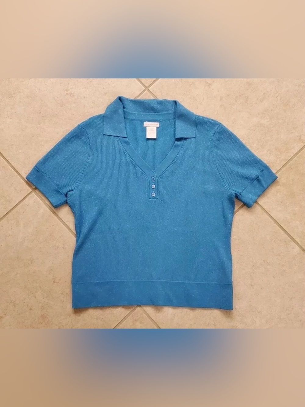 Women's Worthington Collared Short Sleeve Shirt Size XL Blue